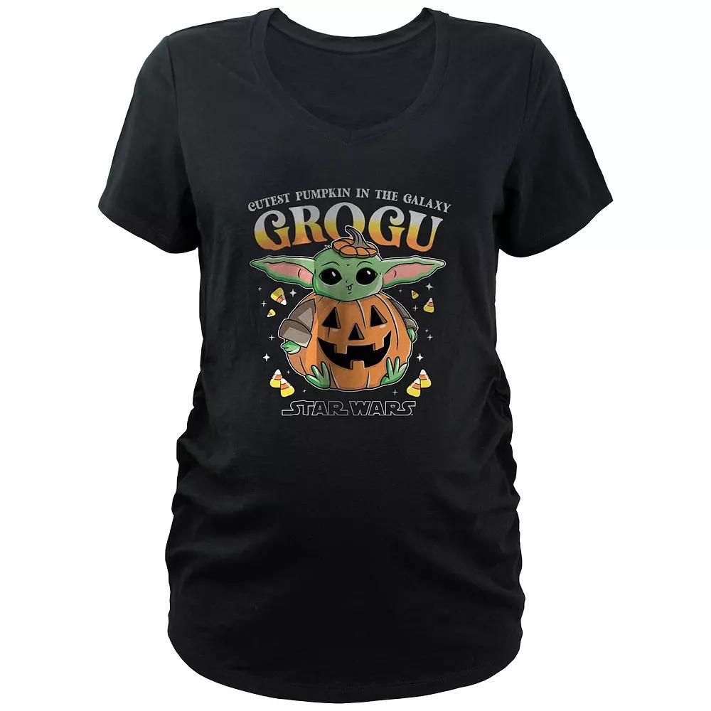 Maternity Star Wars The Mandalorian Grogu Cutest Pumpkin In The Galaxy Graphic Tee, Women's, Size: XL-Mat, Black Product Image