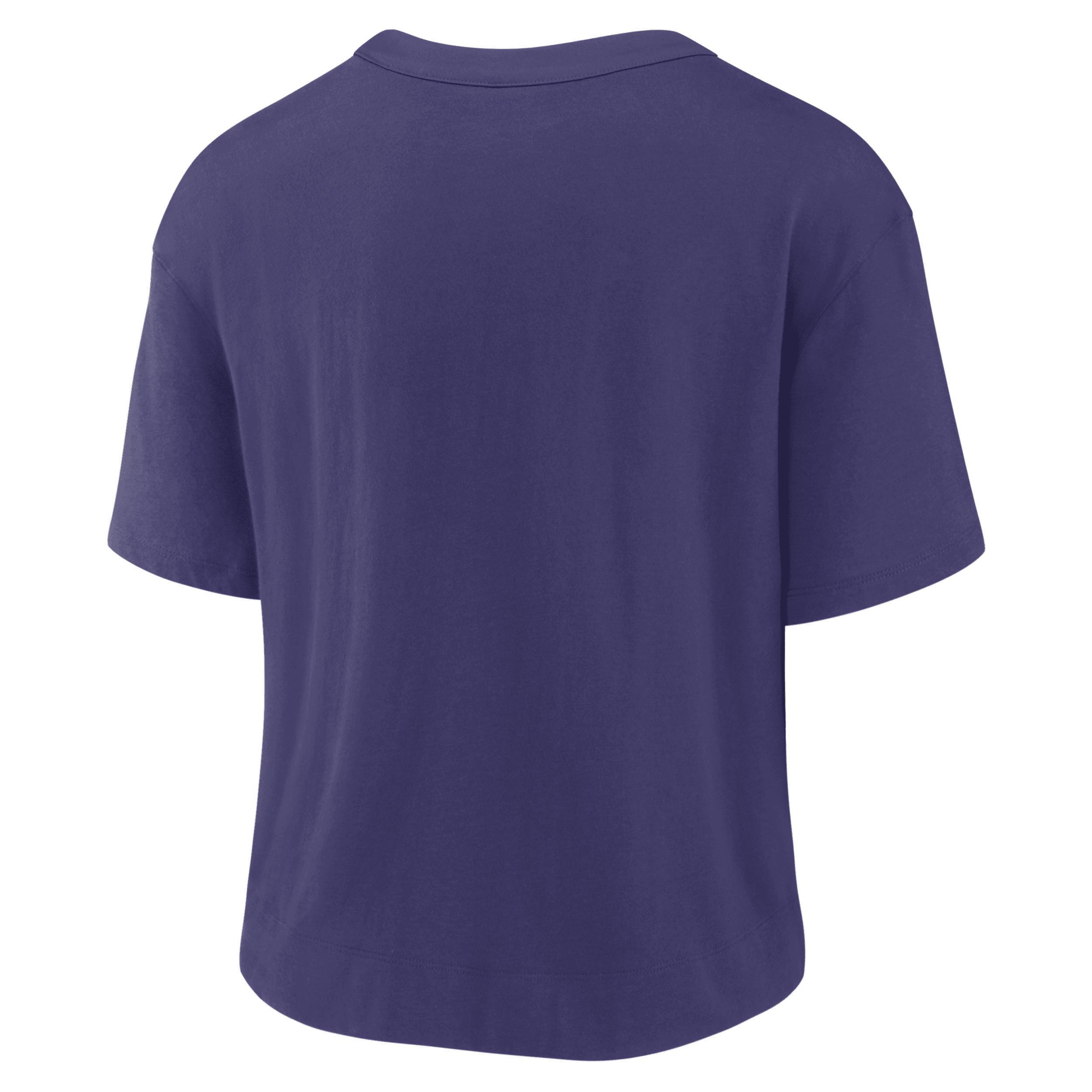 Women's Nike Royal/Bone Los Angeles Rams High Hip Fashion T-Shirt, Size: XL, Blue Product Image