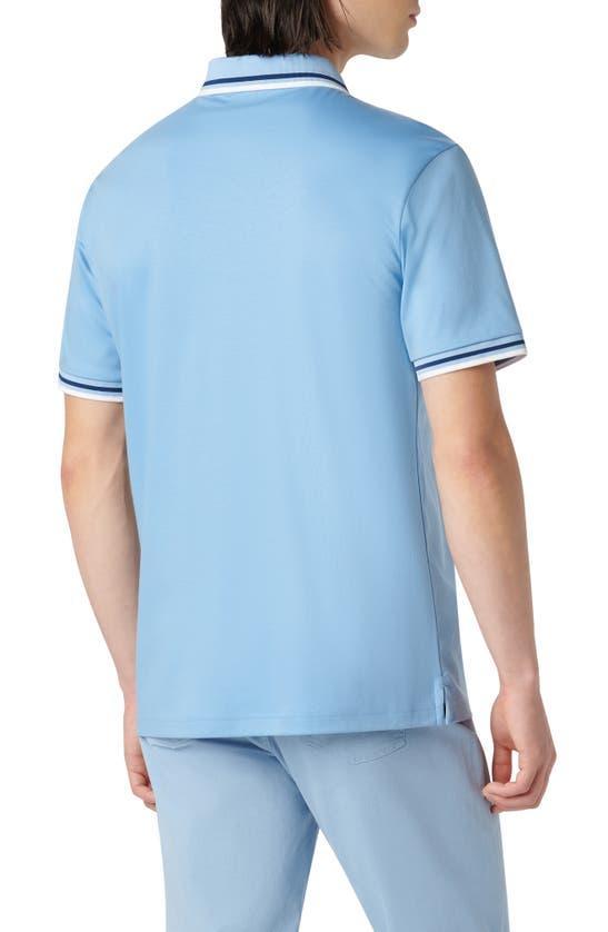 BUGATCHI Men's Pima Cotton Quarter-zip Polo Shirt In Air Blue Product Image