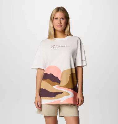 Women's Columbia Rolling Bend Graphic Oversized T-Shirt, Size: XS, Alpenglow Floral Fun Product Image