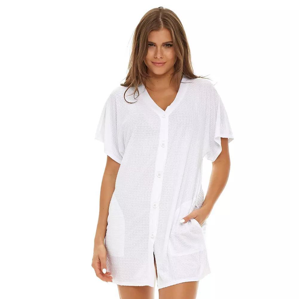 Women's Jordan Taylor Waffle-Weave Swim Cover-Up, Size: Large, White Product Image