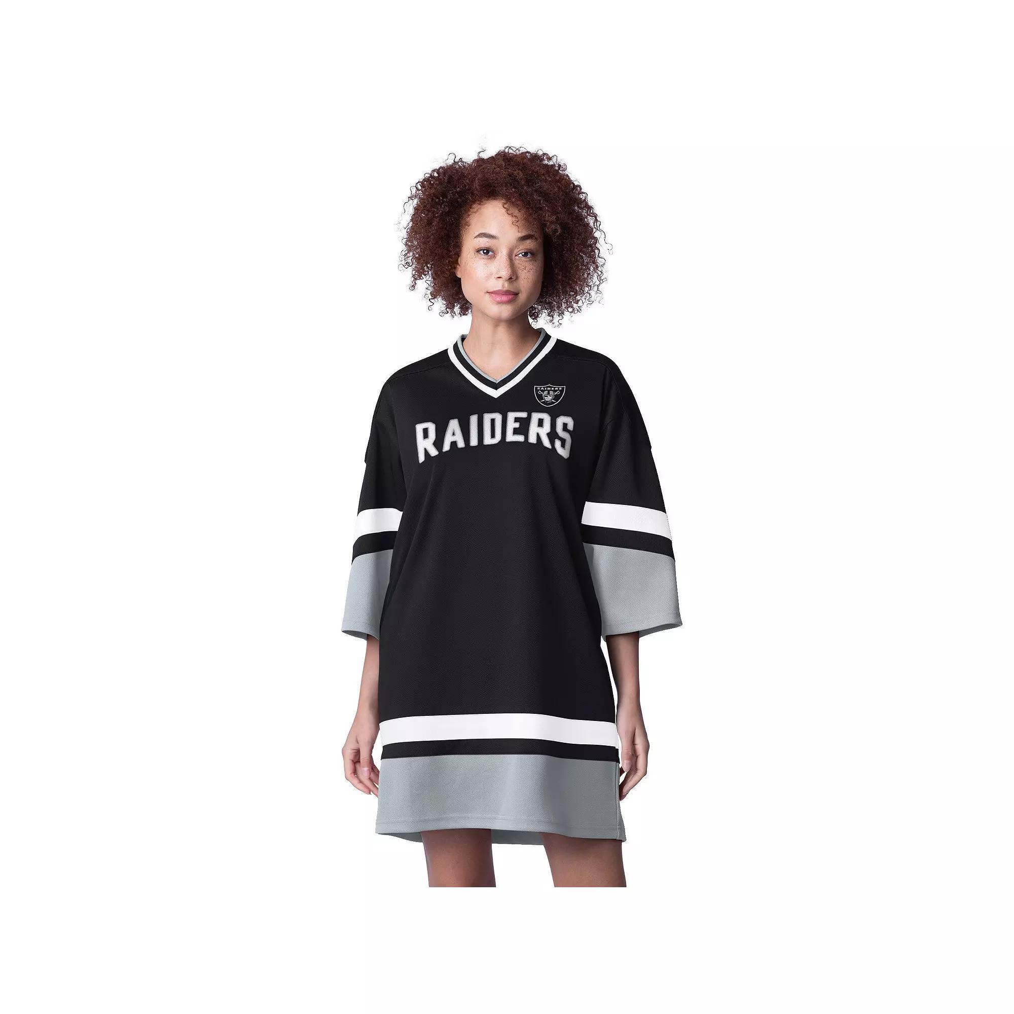 Womens Starter Black Las Vegas Raiders Slap Shot 3/4 Sleeve Sneaker Dress Product Image