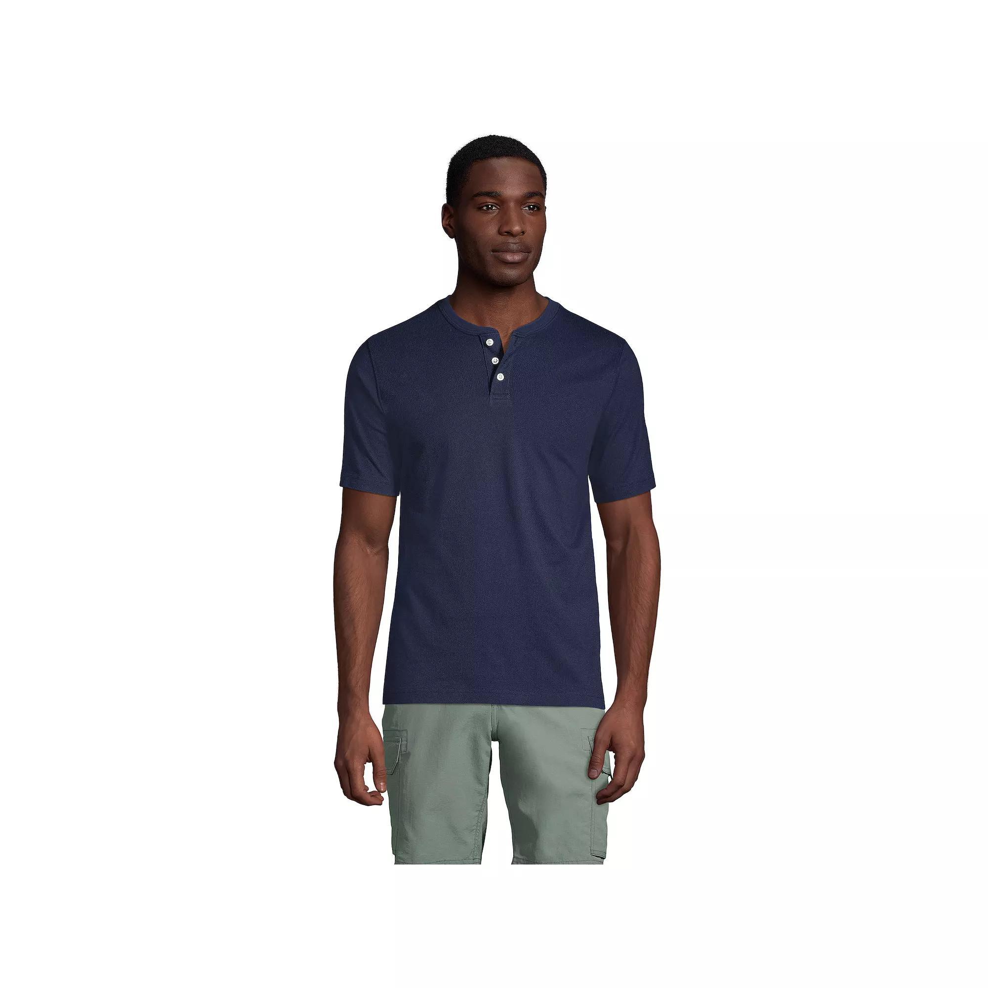 Big & Tall Lands' End Short Sleeve Super-T Henley, Men's, Size: 4XB, White Product Image