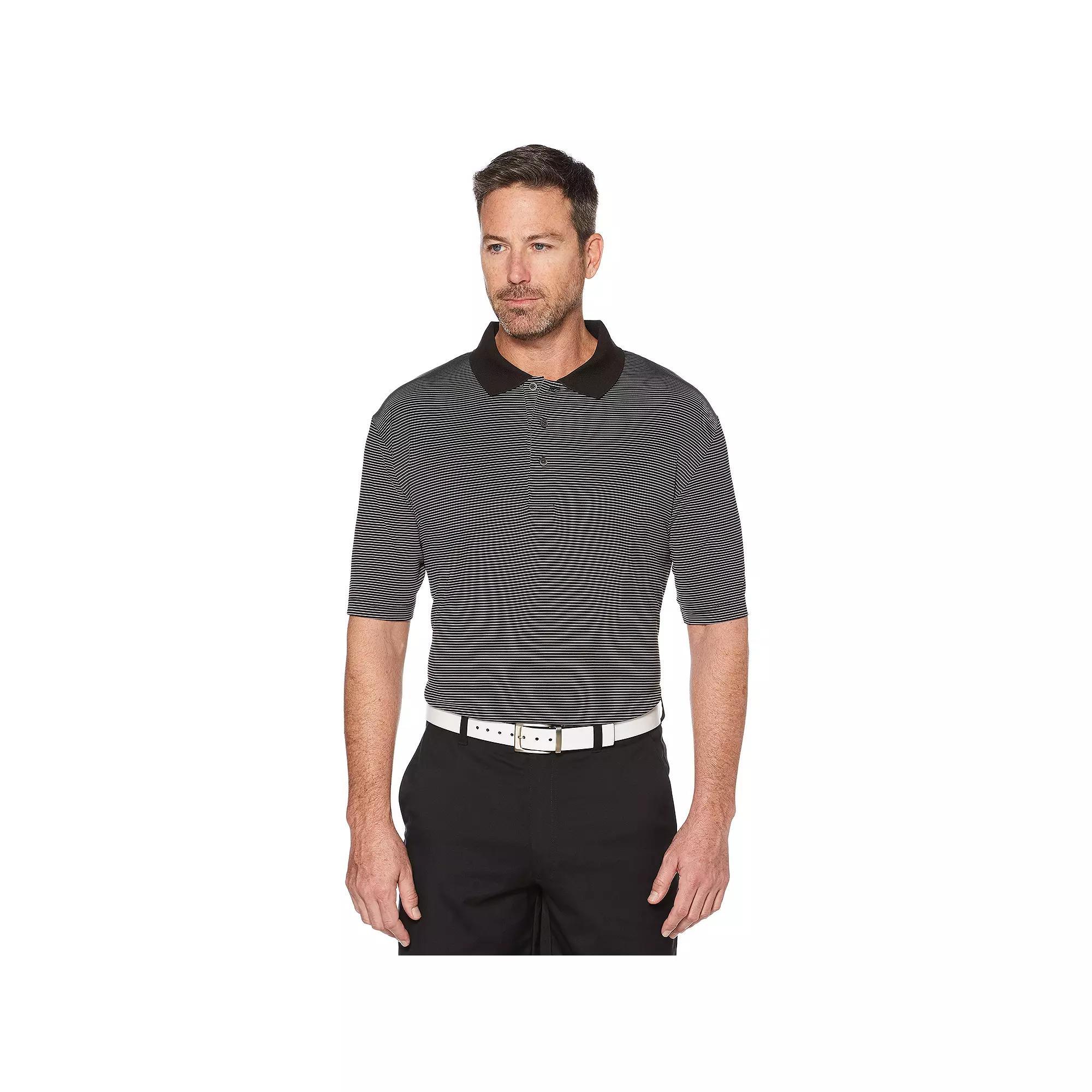 Men's Grand Slam Off Course Championship Striped Golf Polo, Size: Large, Black Product Image