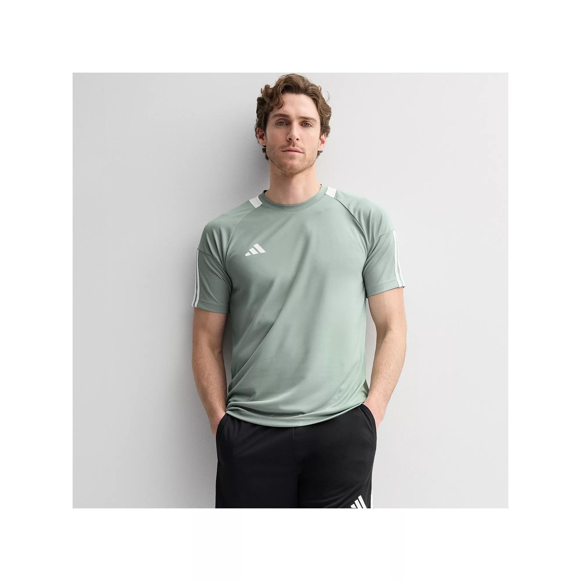 Men's adidas Sereno 3-Stripes AEROREADY Sportswear T-Shirt, Size: XXL, Wonder Silver Product Image
