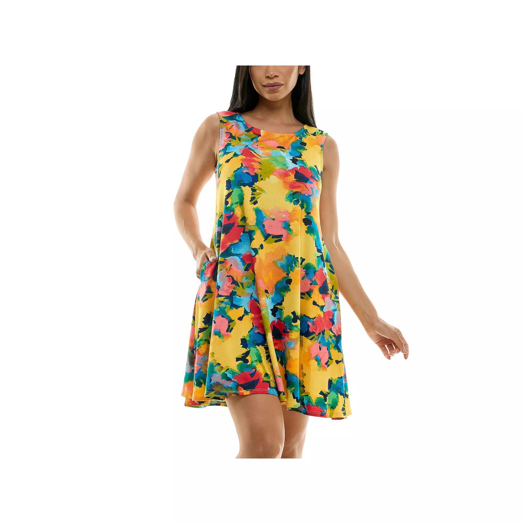 Women's Nina Leonard Floral Swing Dress, Size: Small, Blue Team Product Image