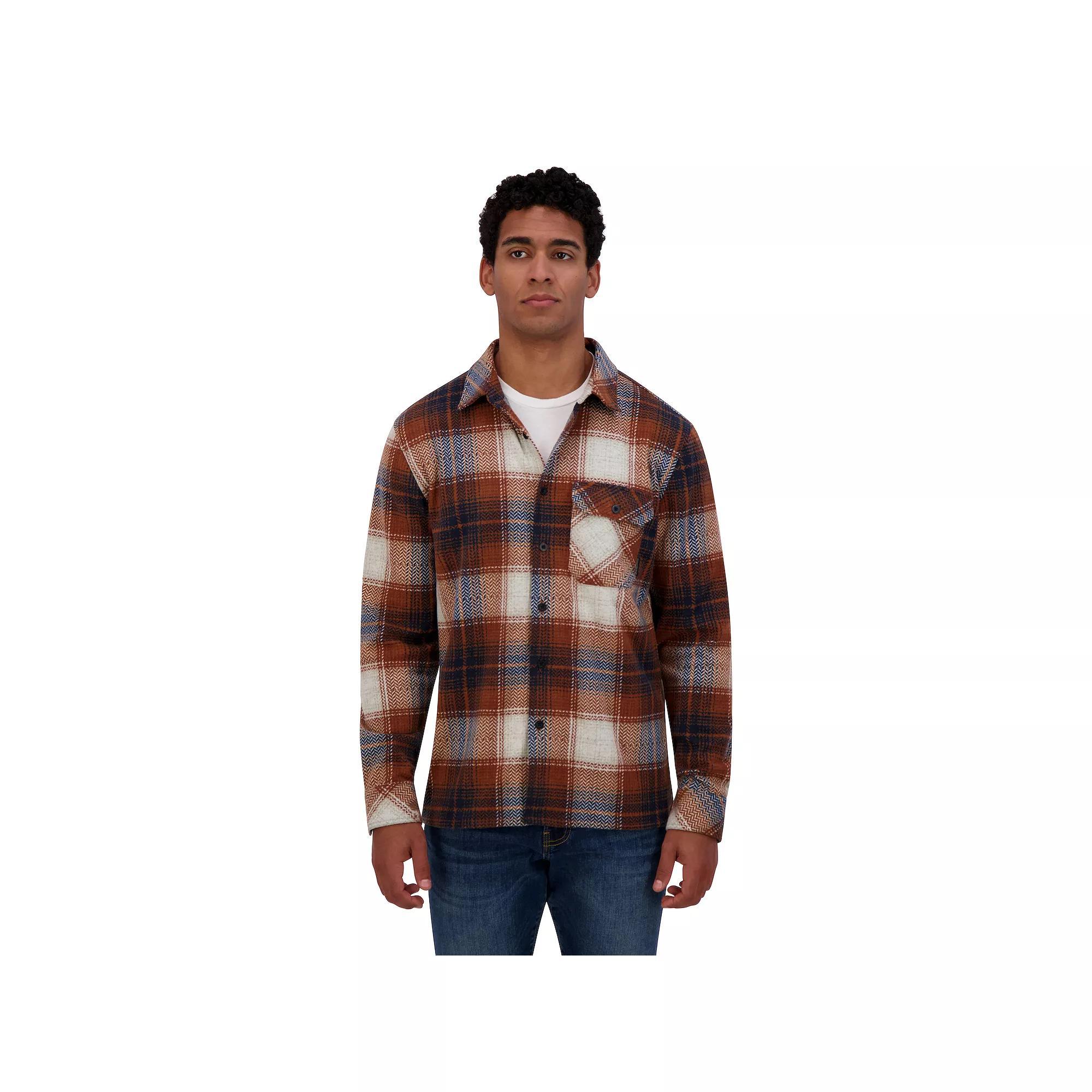 Men's ZeroXposur Knit Flannel Button-Down Shirt, Size: XXL, Brown Navy Ivory Product Image