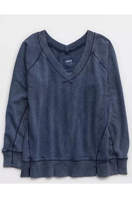 Aerie Downtime V-Neck Sweatshirt Women's Product Image