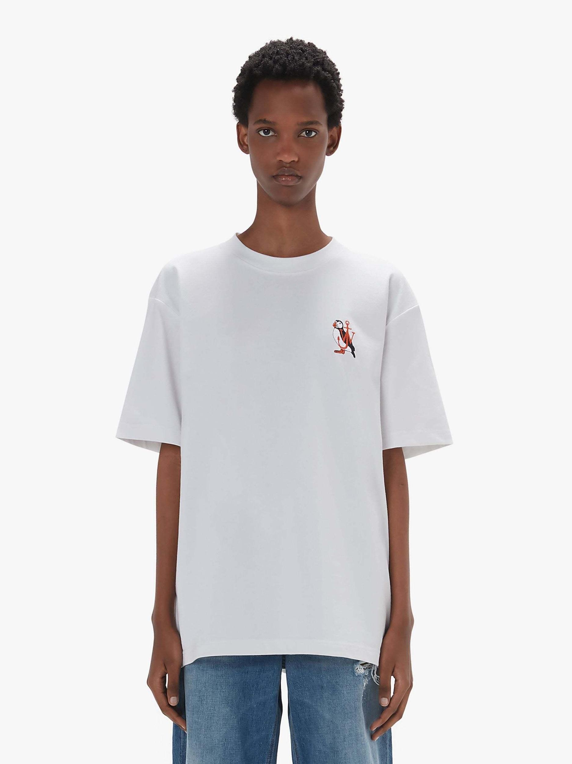 JW ANDERSON Logo-embroidered Organic Cotton T-shirt In White Product Image