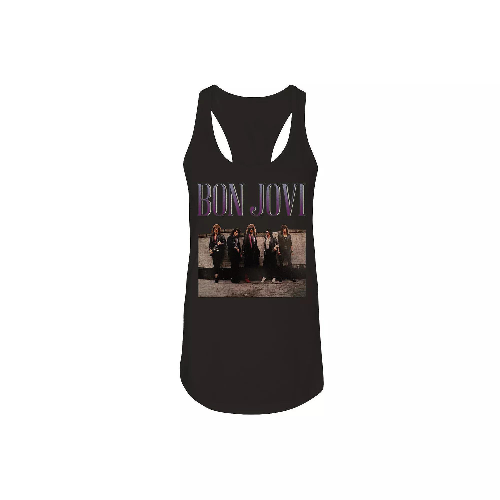 Junior's Bon Jovi Roof Photo Graphic Tank, Girl's, Size: Large, Black Product Image