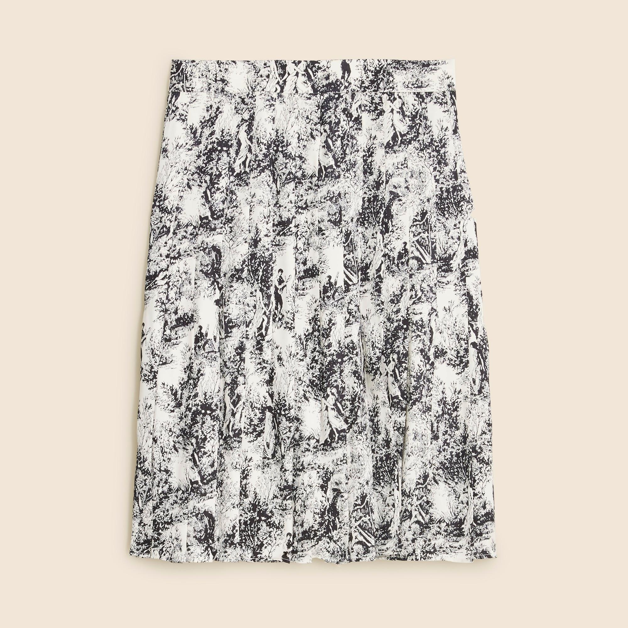 Pleated knee-length skirt in drapey viscose twill Product Image