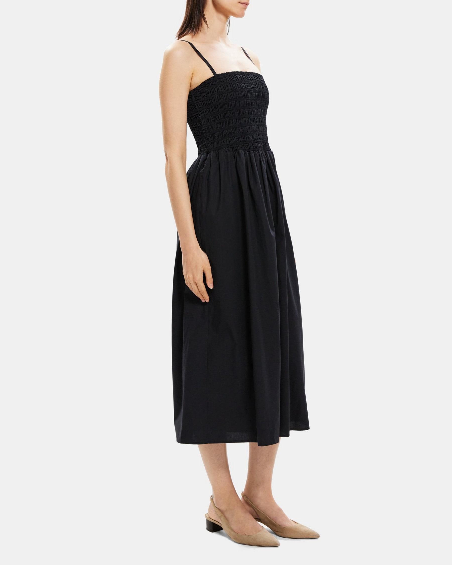 Smocked Midi Dress in Cotton Poplin Product Image