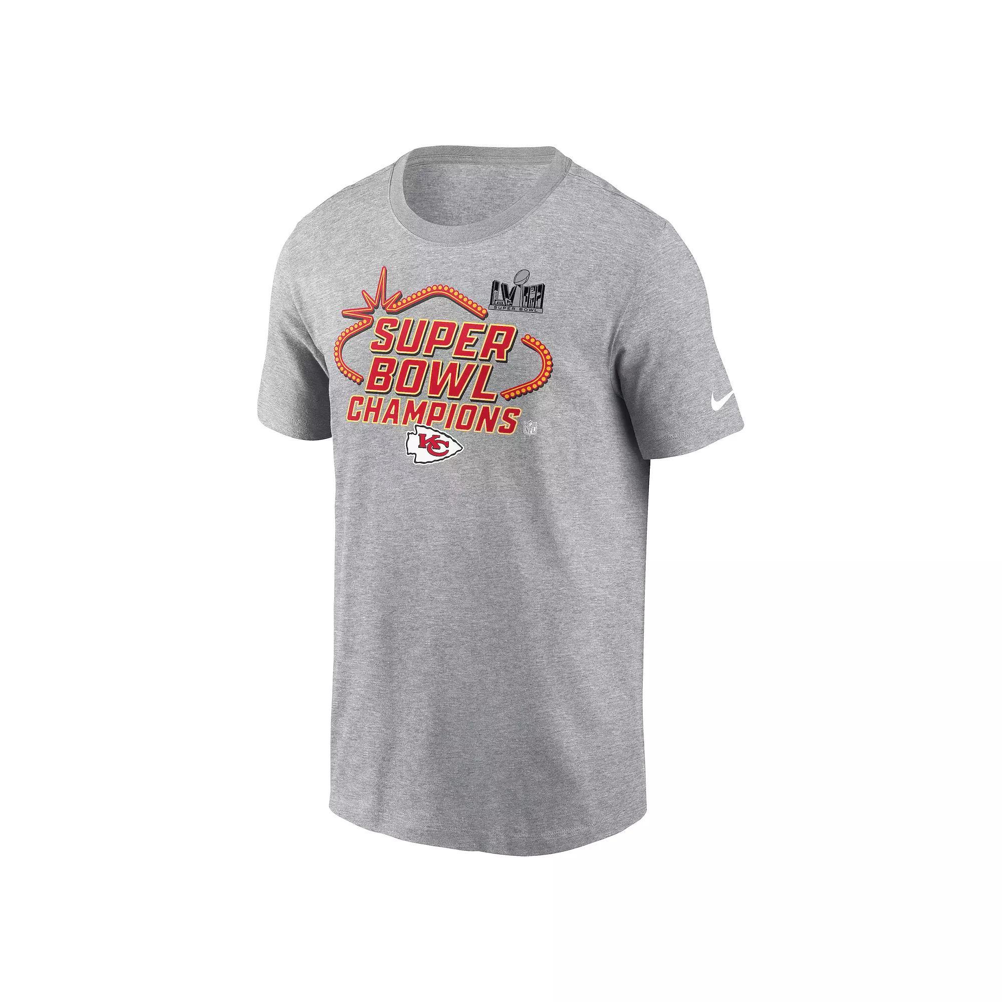 Men's Nike Kansas City Chiefs Super Bowl LVIII Champions Trophy Collection Tee, Size: Small, Heather Grey Product Image