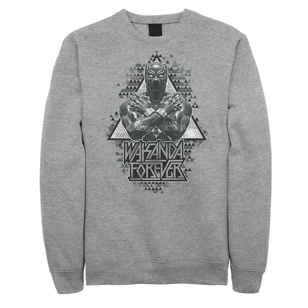 Men's Marvel Black Panther Crossed Arms Geometric Sweatshirt, Size: 3XL, Athletic Grey Product Image