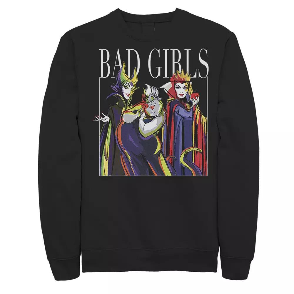 Disney Villains Men's Bad Girls Group Shot Painted Sweatshirt, Size: Medium, Black Product Image
