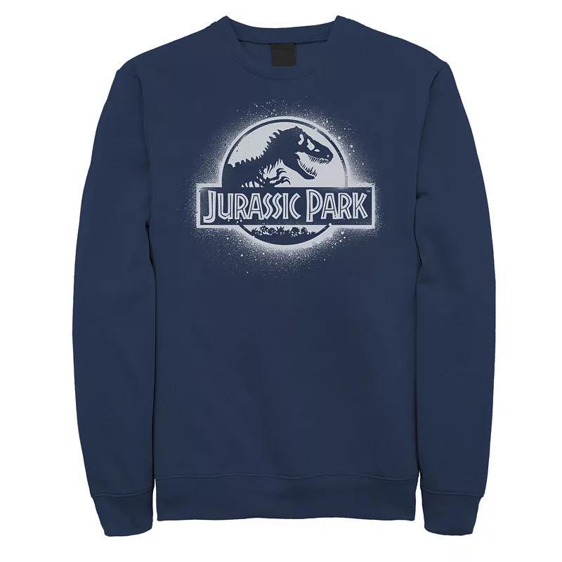 Men's Jurassic Park All White Spray Paint Stencil Movie Logo Sweashirt, Size: XL, Grey Heather Product Image