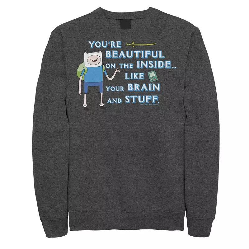 Men's Adventure Time Finn You're Beautiful On The Inside Portrait Fleece, Size: 3XL, Athletic Grey Product Image