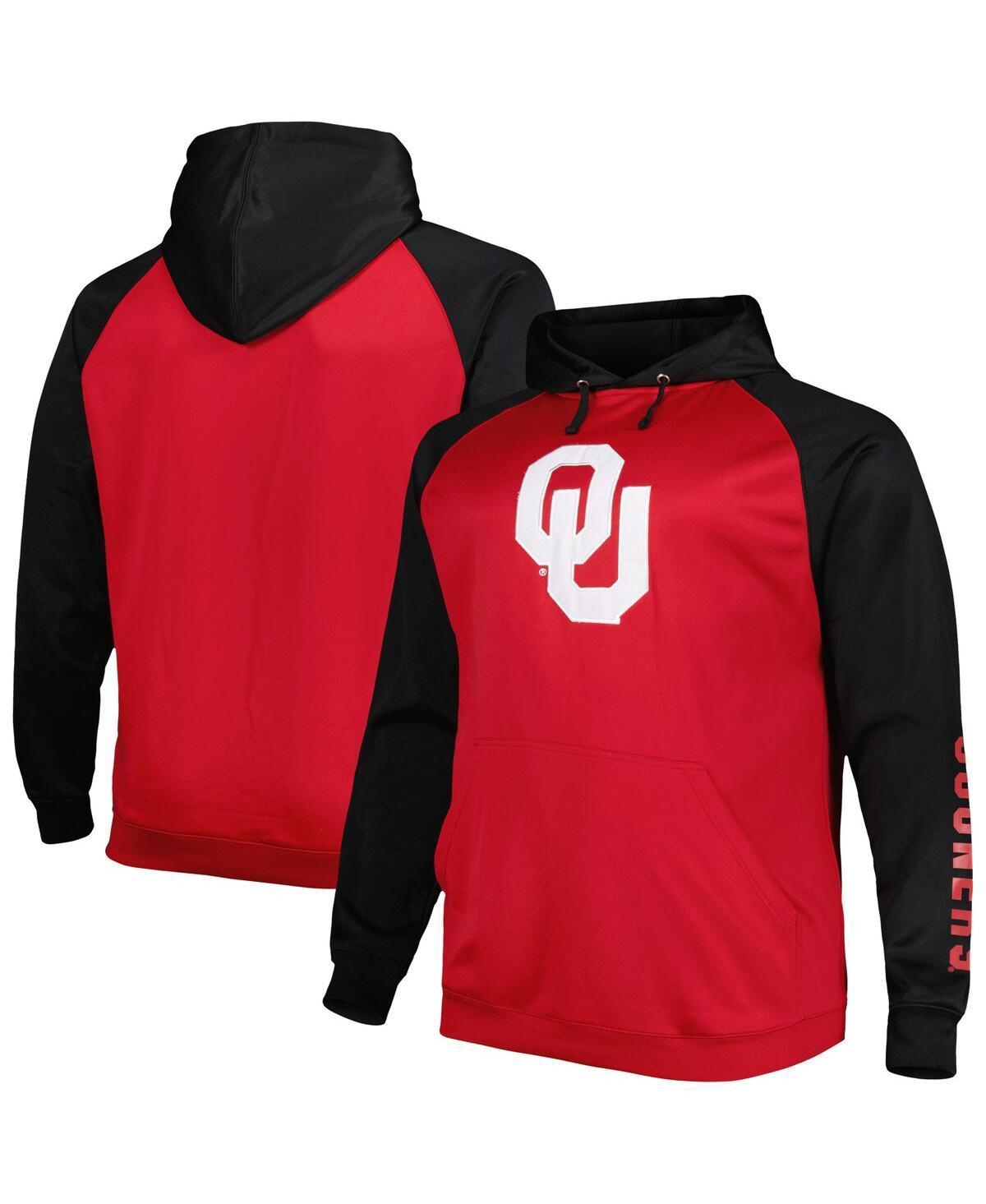 Men's Crimson Oklahoma Sooners Big & Tall Raglan Fleece Pullover Hoodie, Size: 2XB, Red Product Image