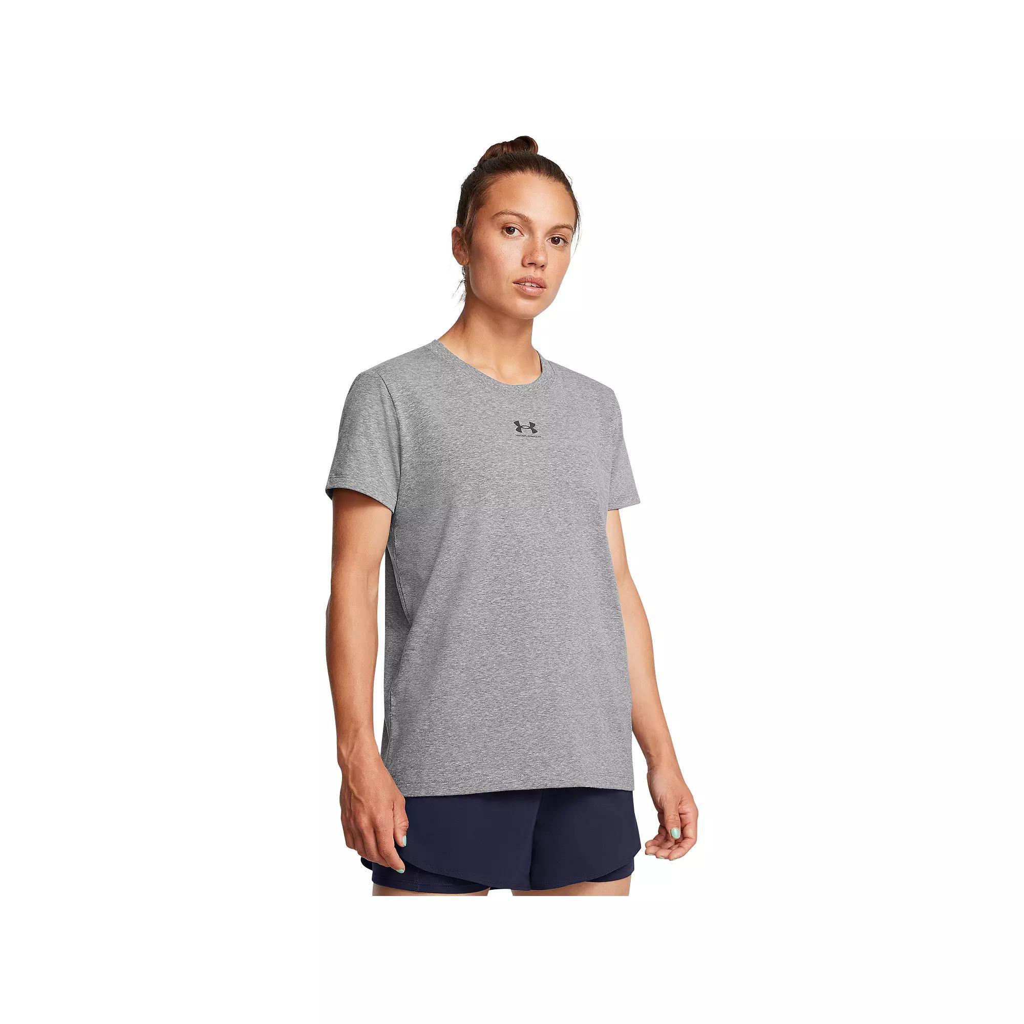 Women's Under Armour Rival Core Short Sleeve Tee, Size: XS, Heathered Castlerock Product Image