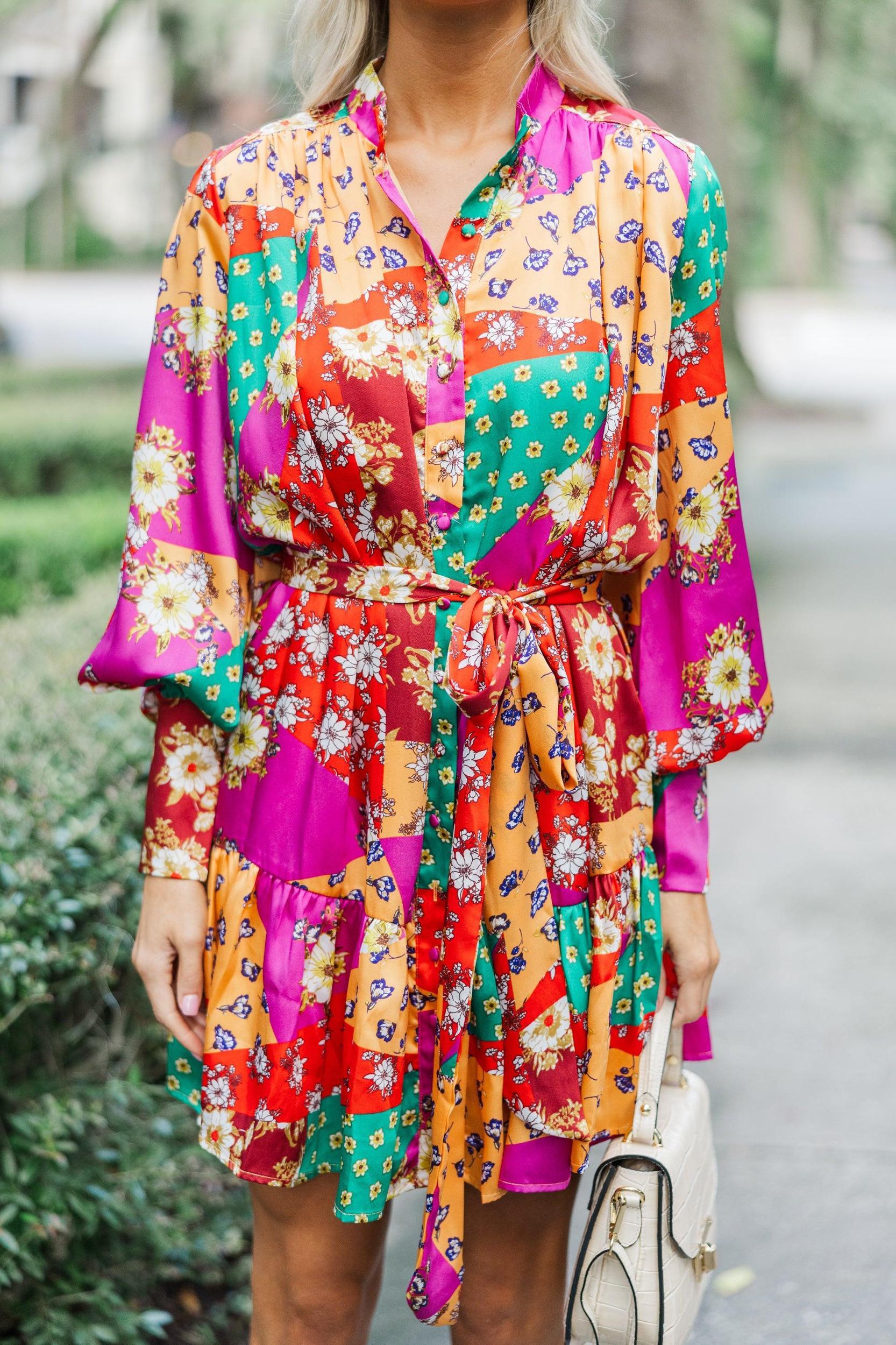 Fate: Talk About Love Magenta Purple Patchwork Dress Female Product Image