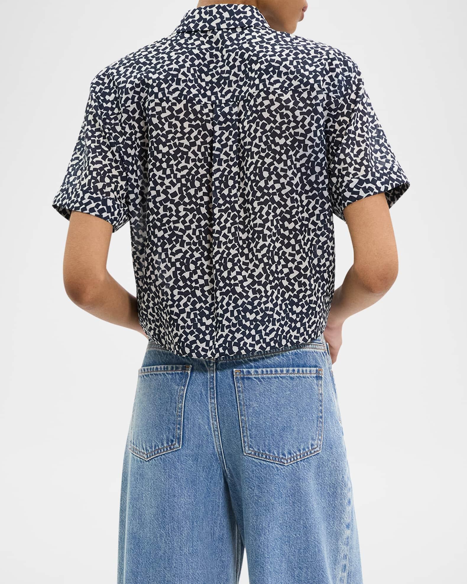 Geometric-Print Tie-Front Shirt  Product Image