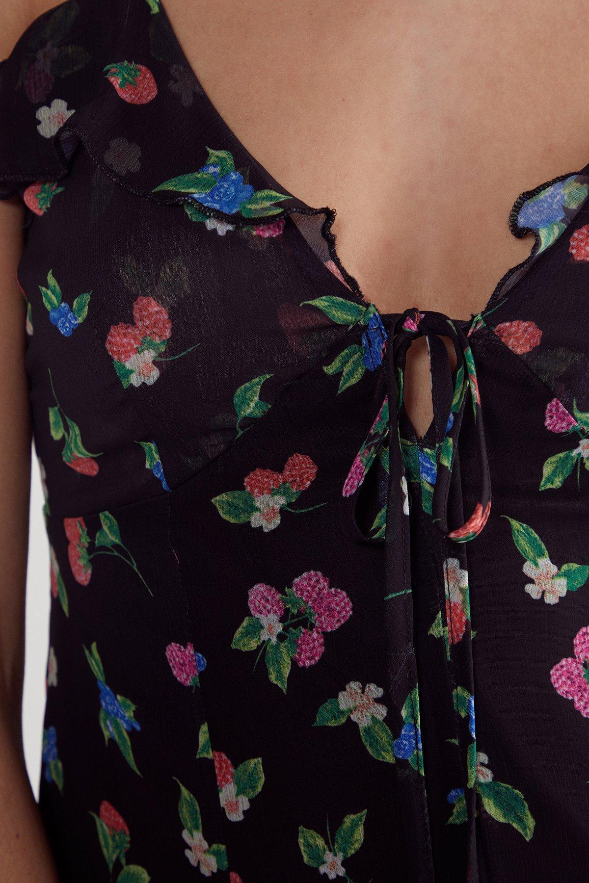 Fruit Ruffle Tie Front Mini Dress Product Image