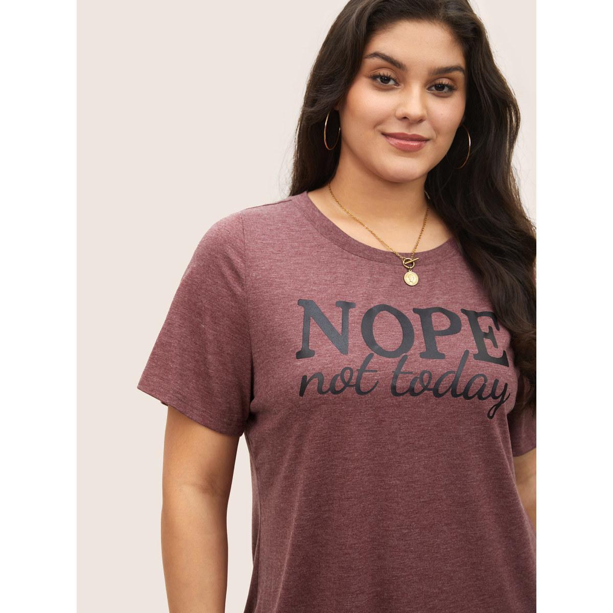 Plus Size Heather Positive Slogan Crew Neck T-shirt Russet Women Casual Positive slogan Round Neck Everyday T-shirts BloomChic 12/L Product Image