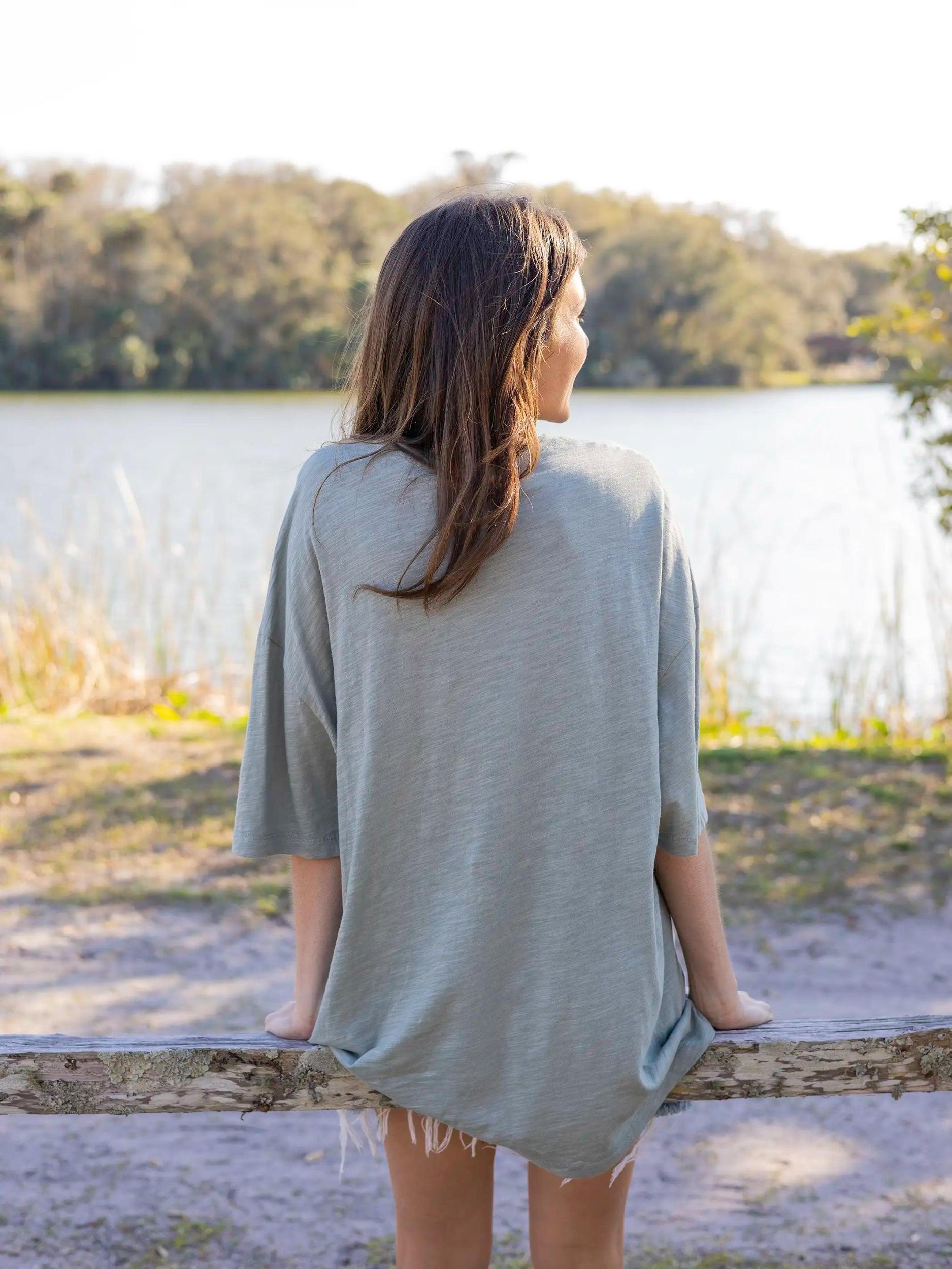 One Size Cotton Easy Tee - Folk Flower Bay Product Image