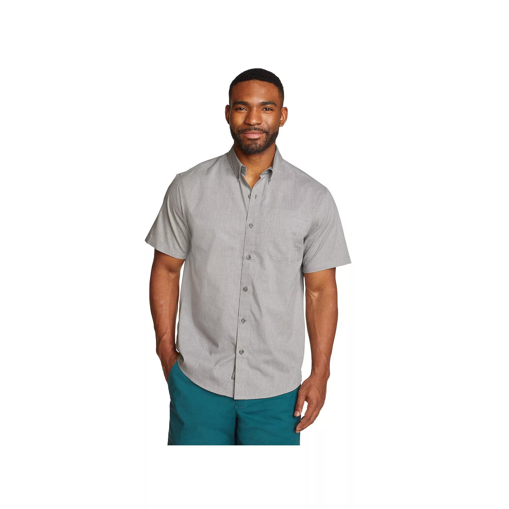Men's Eddie Bauer UPF 50 Voyager Short Sleeve Button-Down Shirt, Size: Small, Dijon Product Image