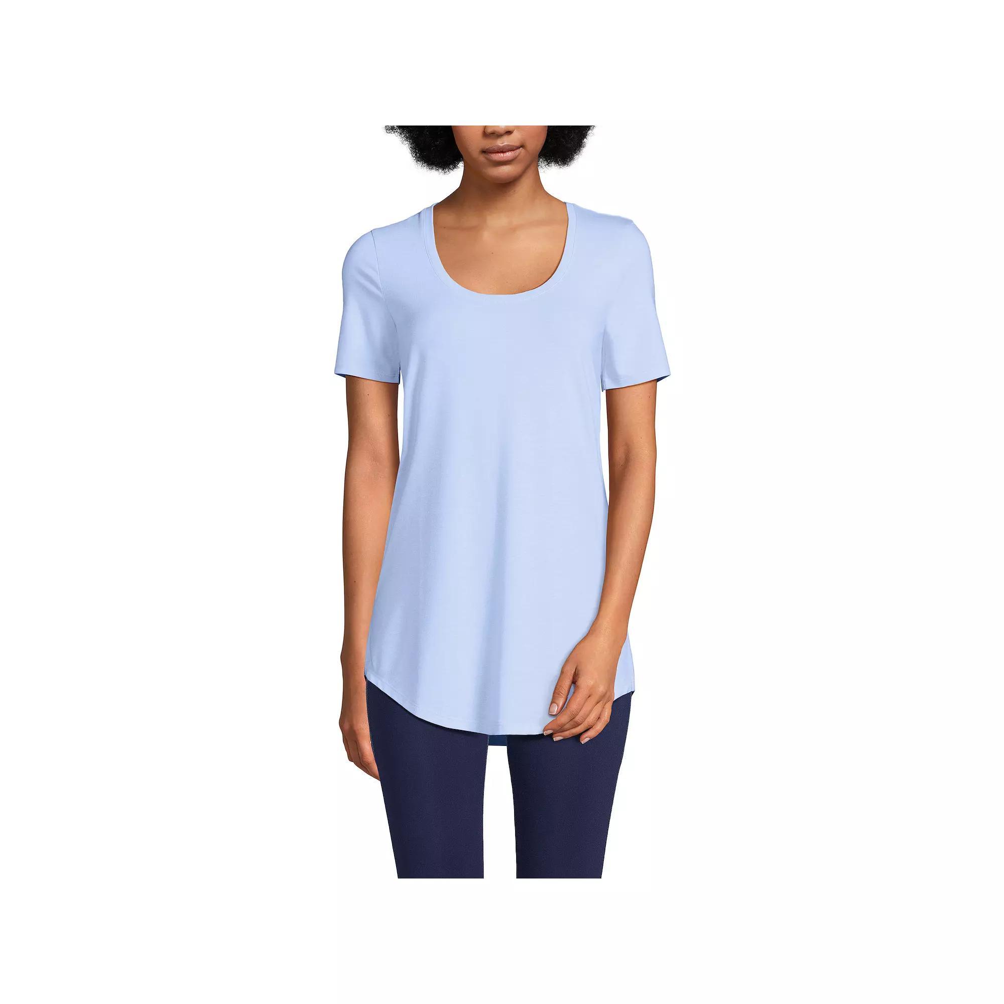 Petite Lands' End Short Sleeve Power Performance Tunic T-Shirt, Women's, Size: Medium Petite, Soft  Blue Product Image