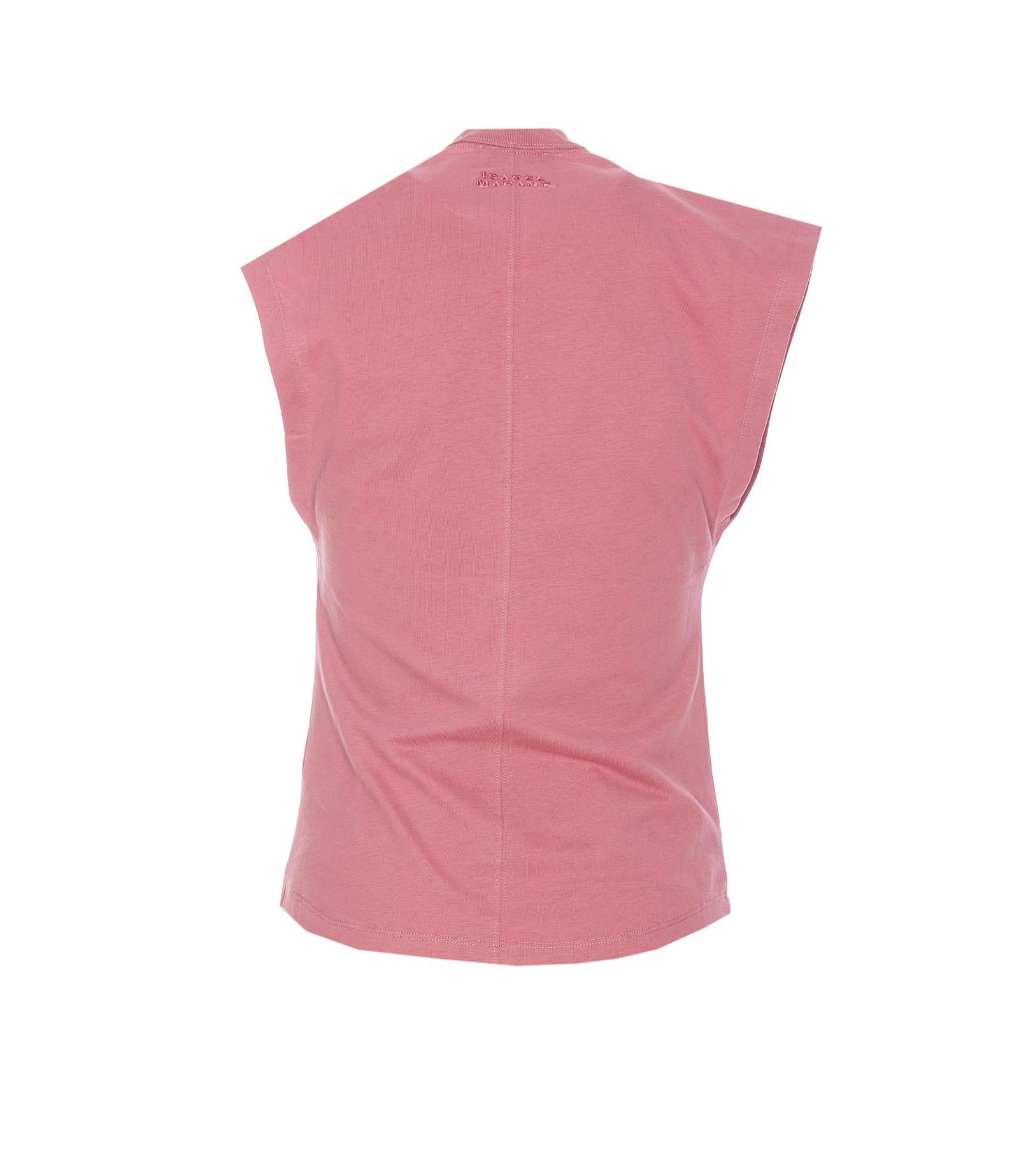 ISABEL MARANT Nayda Twisted Cap-sleeve T-shirt In Pink Product Image