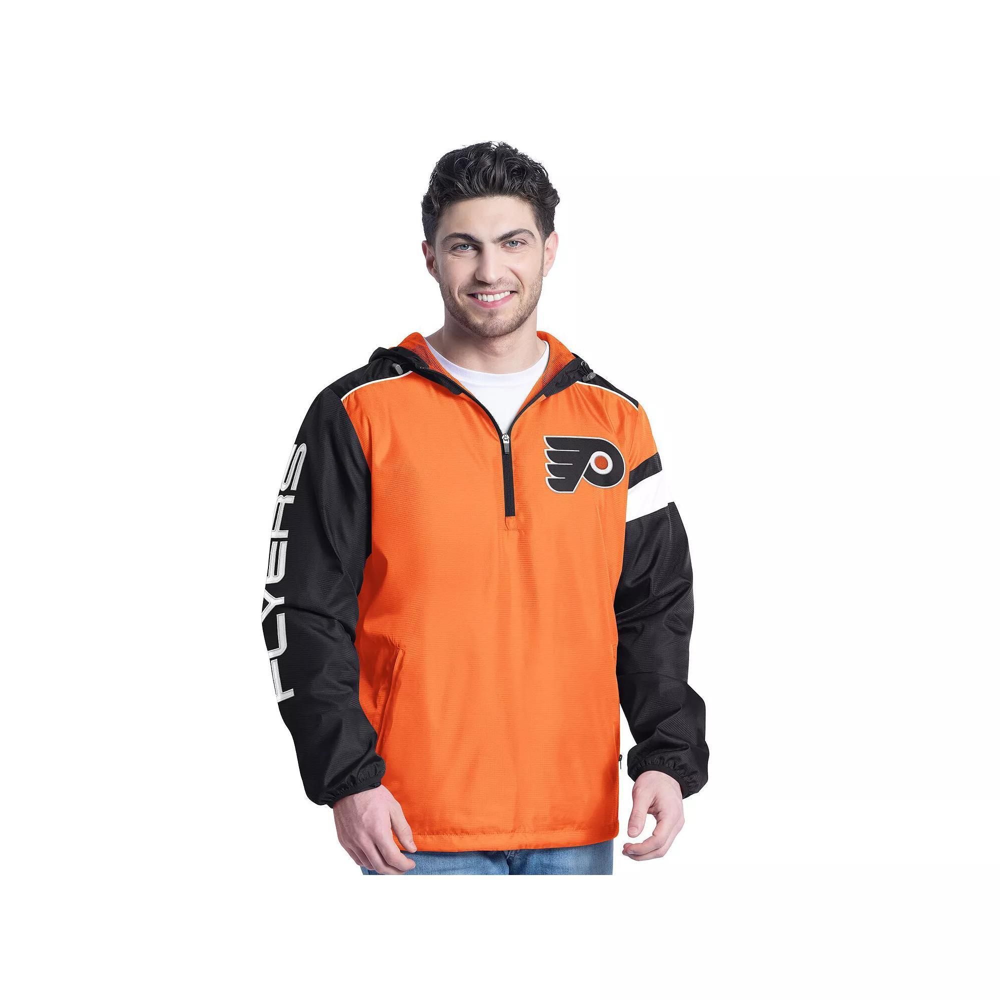 Men's G-III Sports by Carl Banks Orange/Black Philadelphia Flyers Lateral Half-Zip Hoodie Jacket, Size: Large, Fly Orange Product Image