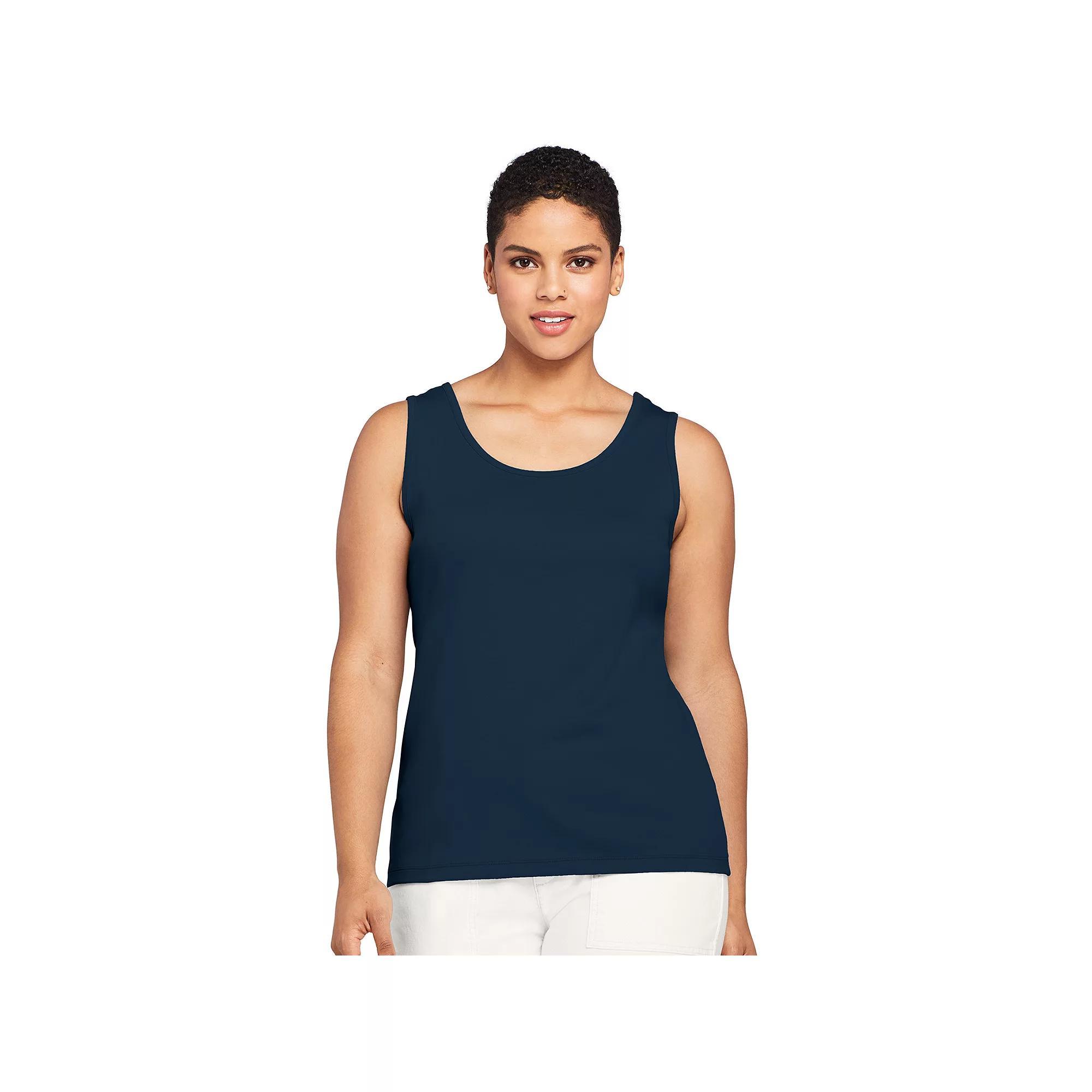 Women's Lands' End Cotton Tank Top, Size: XL, White Product Image