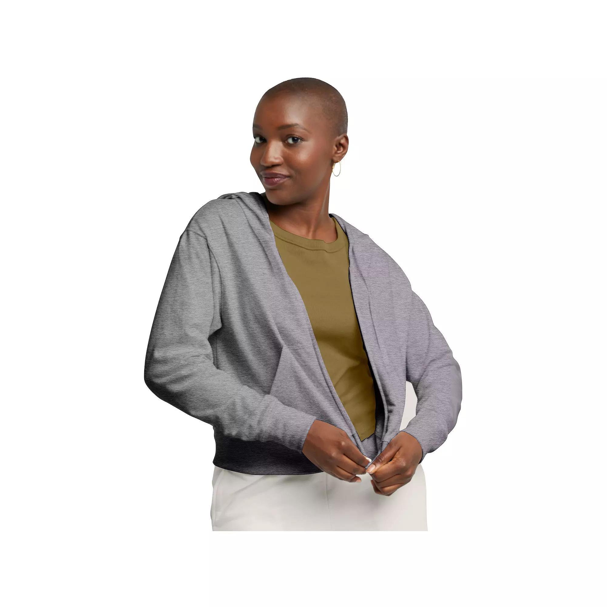 Women's Hanes® Originals Full-Zip French Terry Hoodie, Size: Medium, Black 50r Pe Grey Product Image