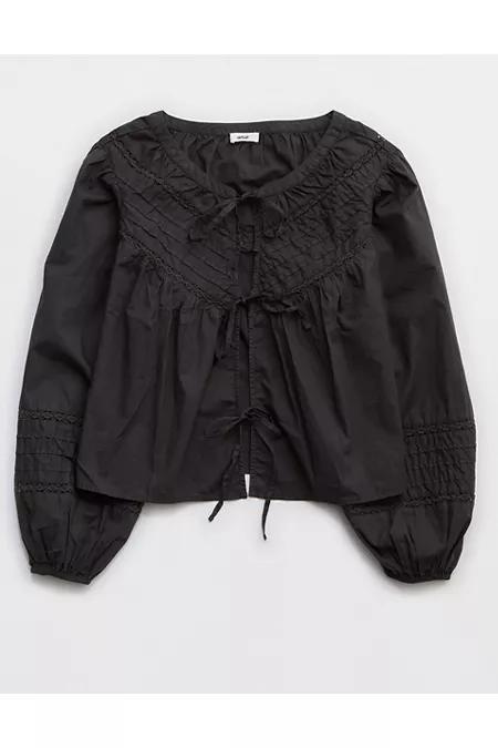 Aerie Long Sleeve Tie Front Top Women's Product Image