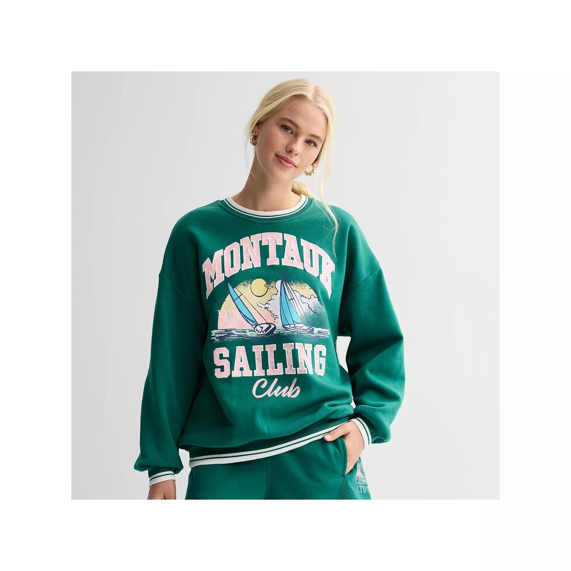 Women's Limited Too Tipped Fleece Crewneck Pullover, Girl's, Size: Small, Green Product Image