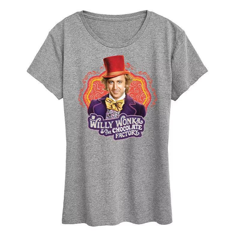 Womens Willy Wonka and the Chocolate Factory Willy Wonka Graphic Tee, Girls Grey Royal Blue Product Image