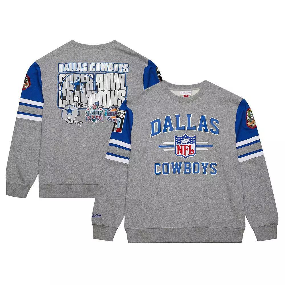 Men's Mitchell & Ness Heather Gray Dallas Cowboys Vintage Logo Pullover Sweatshirt, Size: Large, Grey Product Image