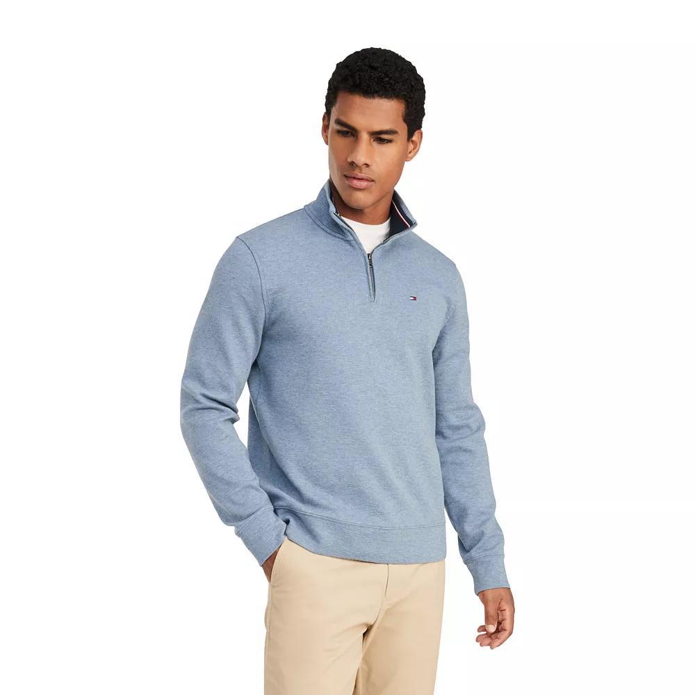 Mens Tommy Hilfiger Logo Quarter-Zip Top New Blue Grey Product Image