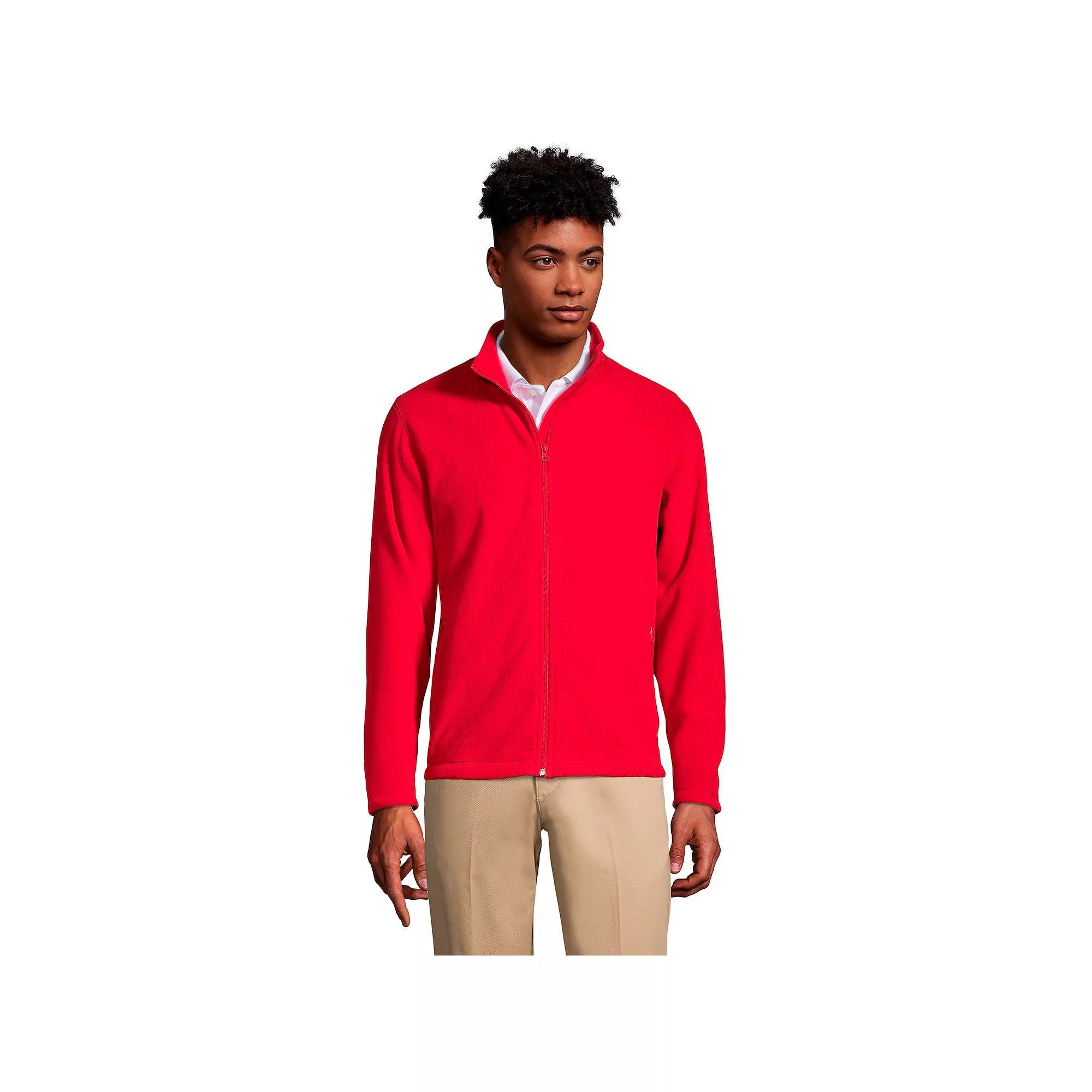Men's Lands' End Full-Zip Mid-Weight Fleece Jacket, Size: Large, Dark Grey Product Image