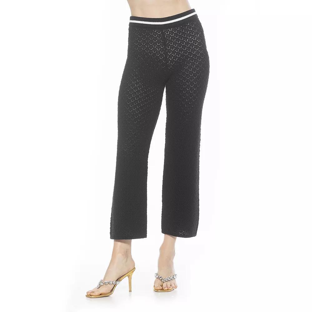 Women's ALEXIA ADMOR Kora Wide Leg Knit Pants, Size: XL, Black Product Image