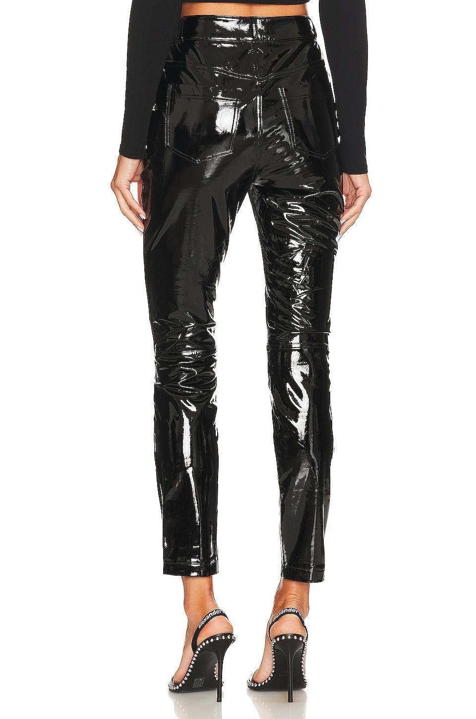 Womens Mid-Rise Faux Patent Leather Skinny Ankle Pants Product Image