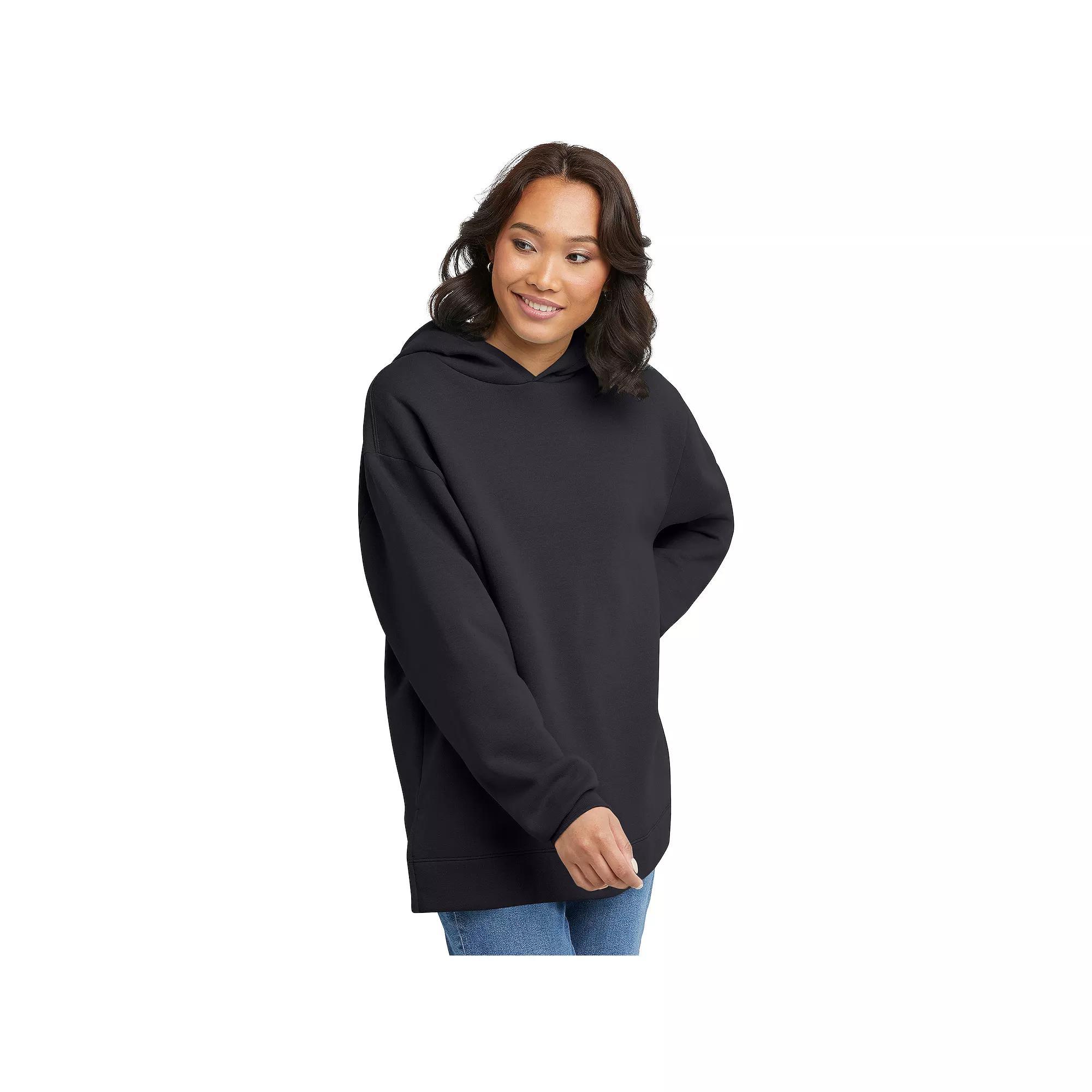 Women's Hanes® EcoSmart Fleece Tunic Hoodie, Size: Large, Spirited Pink Product Image