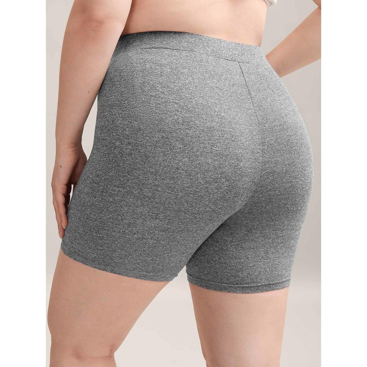 Plus Size Supersoft Heather Stretchy Skinny-Fit Shorts Women DarkGray Casual Skinny Everyday-Casual Shorts BloomChic 12/L Product Image