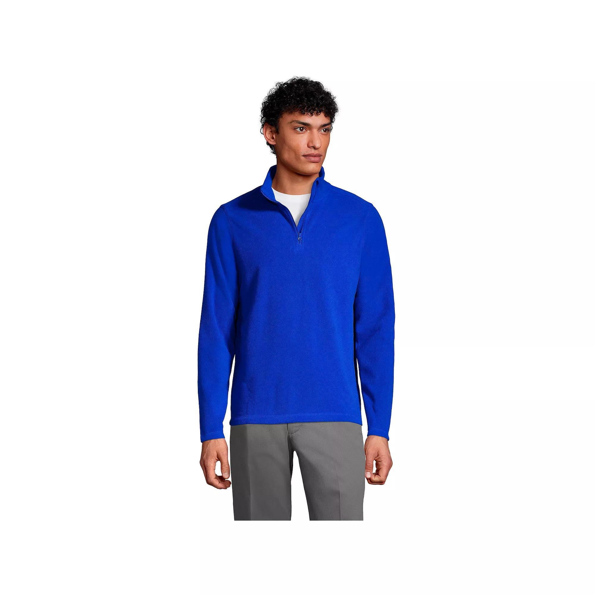 Men's Lands' End Lightweight Fleece Quarter Zip Pullover, Size: Large, Blue Product Image