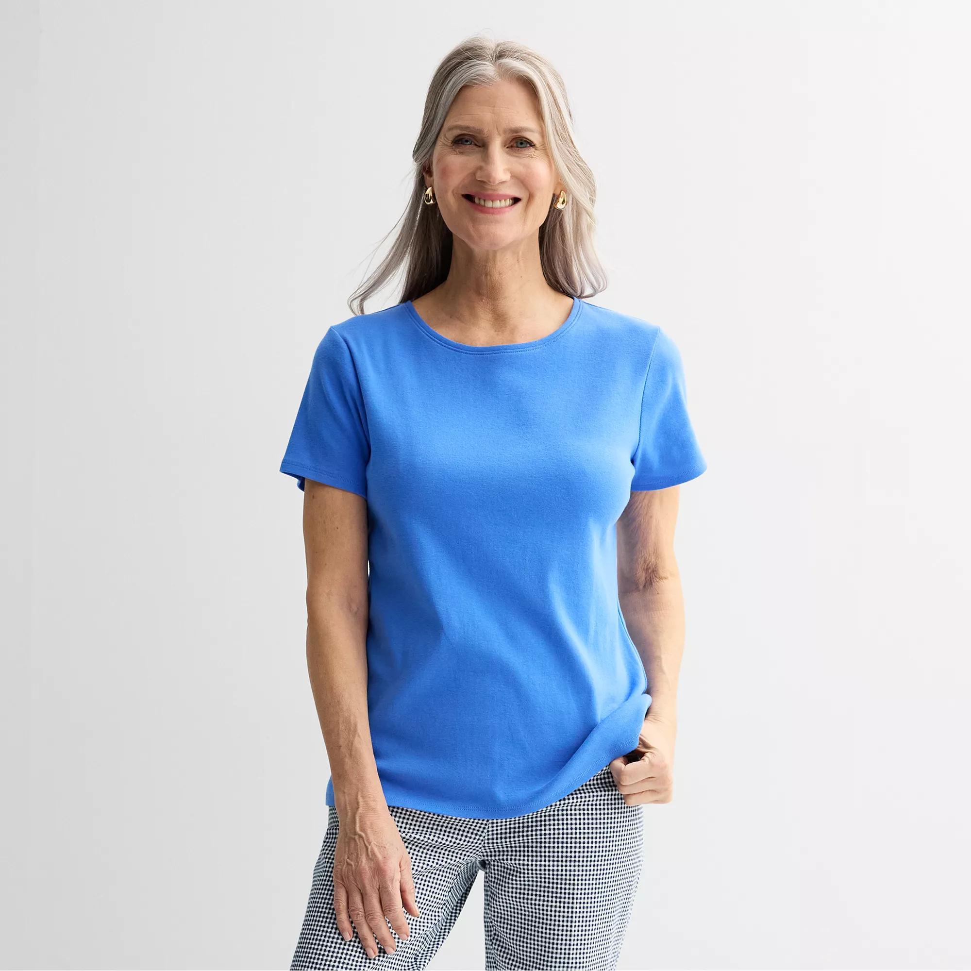 Petite Croft & Barrow® Essential Crewneck Tee, Women's, Size: XS Petite, Valen River Product Image