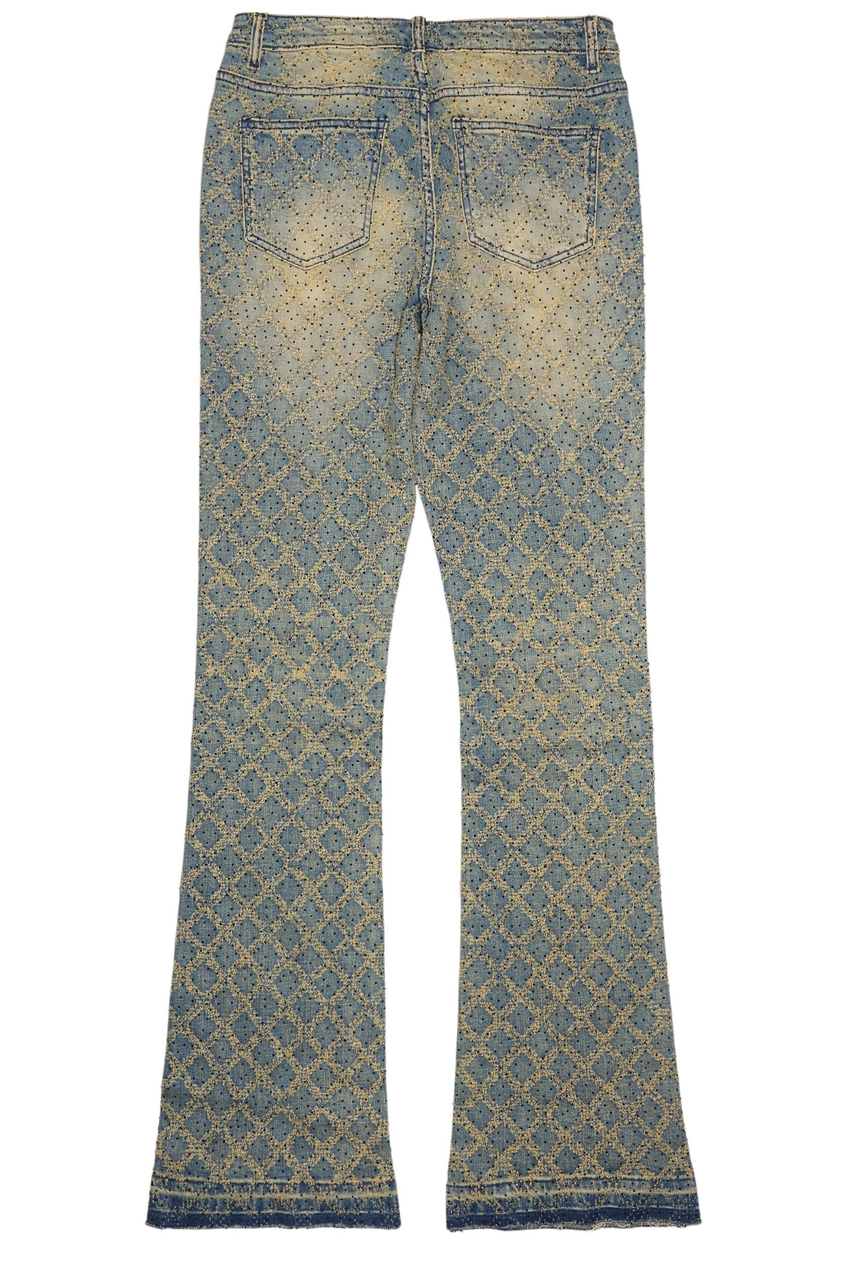 Sareka Tinted Dark Wash Rhinestone Stacked Flare Jean Female Product Image