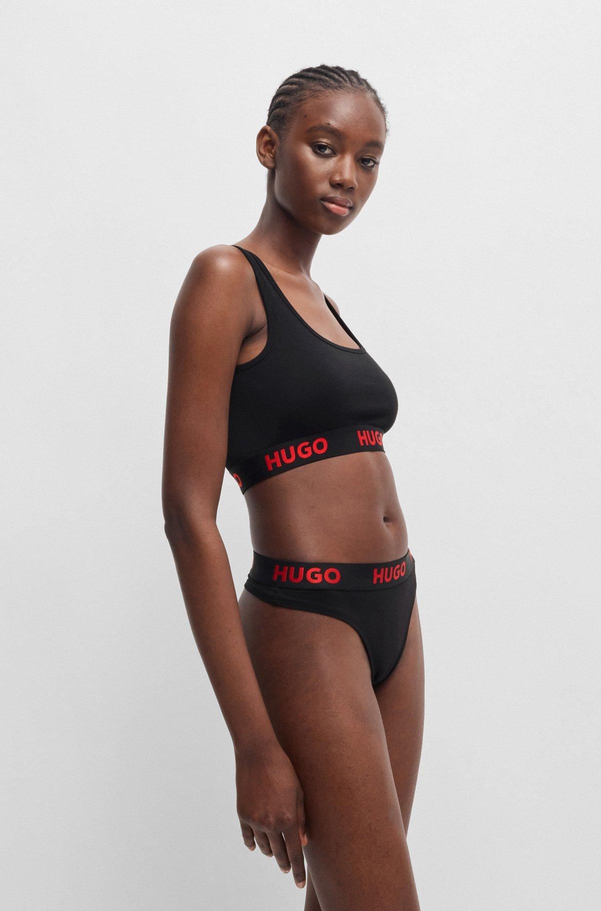 Stretch-cotton thong with logo waistband Product Image