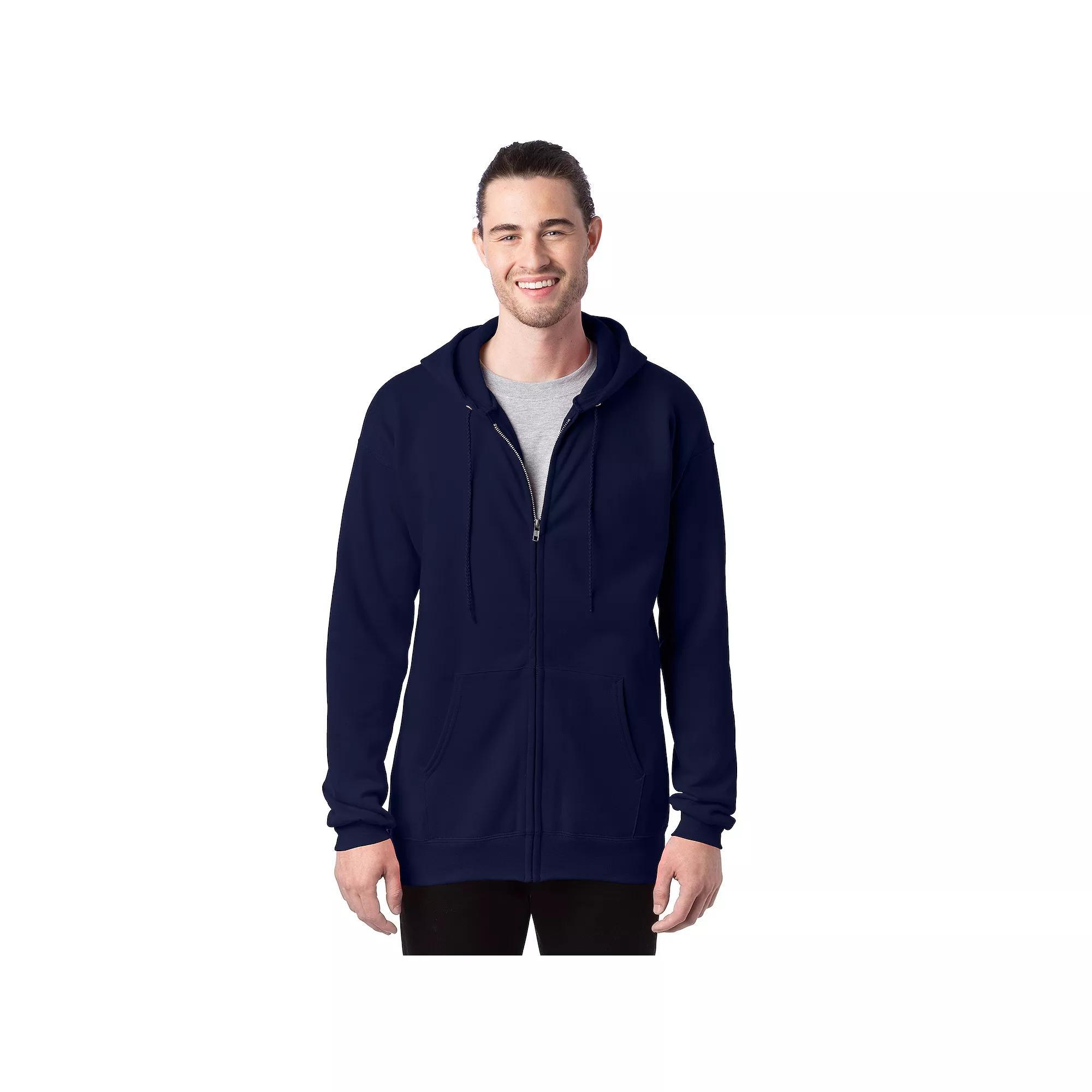 Men's Hanes Ultimate® Fleece Full-Zip Hoodie, Size: Large, Light Silver Product Image