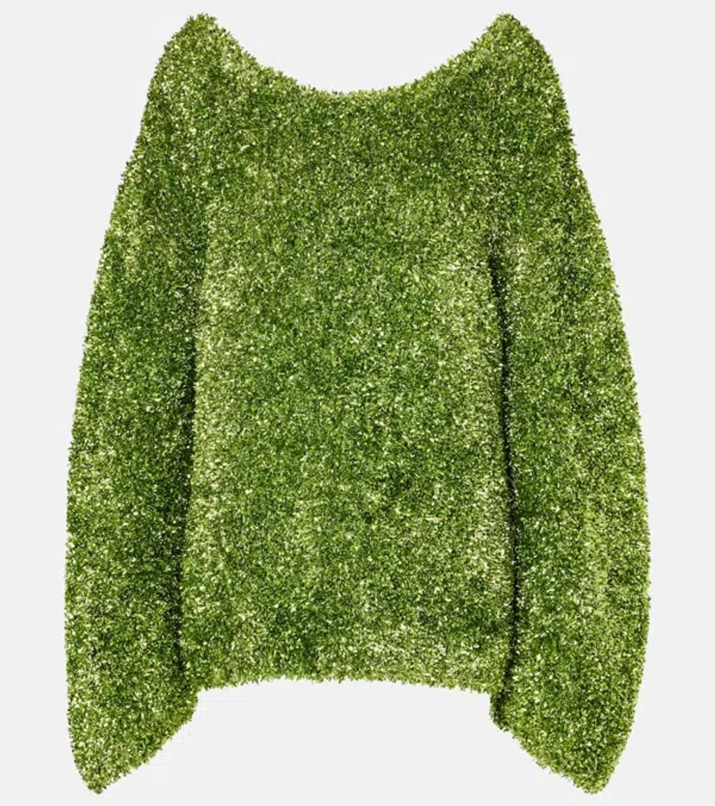 DRIES VAN NOTEN Uto Metallic Fabric Pul In Green Product Image